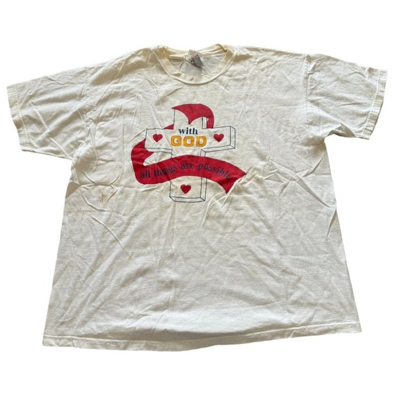 Hanes Other - VINTAGE WITH GOD ALL THINGS ARE POSSIBLE T SHIRT XL | E2